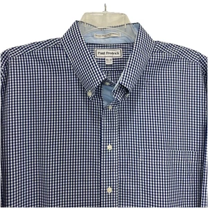 Camisa Paul Fredrick de tela ancha de dos juegos sin hierro para hombre 18,5 azul a cuadros algodón - Imagen 1 de 7