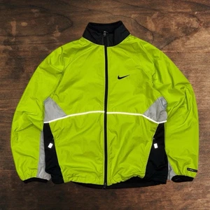 Vintage 90s Nike Neon Yellow Windbreaker Track Jacket Women’s Small Running - Picture 1 of 6