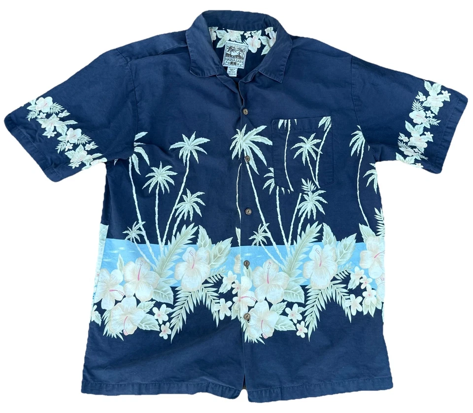 Camisa Hawaiana De Colección Y2K Steve & Barry's Para Hombres L S/S Algodón Abotonada Palmera Top Foto 1 de 4