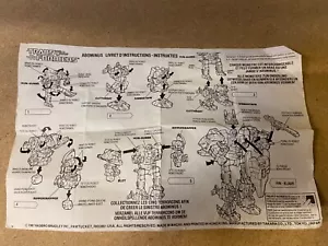 Transformers G1 1987 instruction sheet manual european ABOMINUS macau - Picture 1 of 2