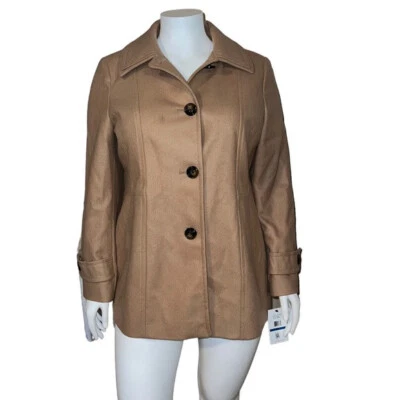 London Fog Womens Single-Breasted Peacoat Camel Extra Large New - Image 1 of 4