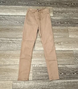 JEANS DENIM MISSGUIDED VICE TALLA 6 TUBO CINTURA ALTA BEIGE CIERRE CON CORDONES ¡FABULOSOS!! - Imagen 1 de 9