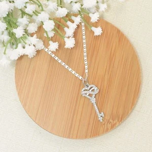 Collar Colgante con Llave Corazón La alma Clave Colgante Plata 925 Circonio Circonial Colgante de Amor - Imagen 1 de 8