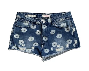 HOT KISS Womens Size 7 High Rise Floral Ripped Cutoff Denim Jean CiCi Shorts - Picture 1 of 6