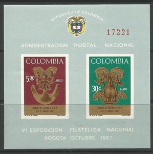 COLOMBIA. 1967. U.P.U. Pre Columbian Gold M/Sheet. SG: MS1209. Mint Never Hinged - Picture 1 of 1