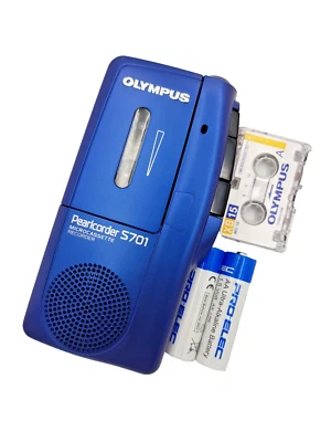 Olympus Pearlcorder S701 MicroCassette Handheld Voice Recorder Dictaphone BLUE - Image 1 of 4