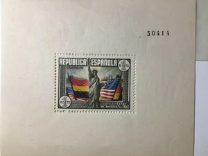 SELLO REP. ESPAÑA 1937CONMEMORATIVA ESPAÑA EEUU NUMERADO 50414 CON GOMA ORIGINAL - Imagen 1 de 2