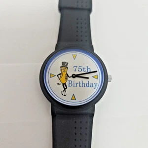 Vintage Mr Peanut Watch. 75th Birthday. Black Band. - Picture 1 of 6