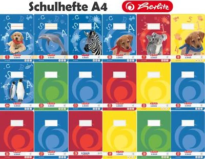 Herlitz Schulheft Heft A4 16 Blatt verschiedene Lineatur holzfreies Papier