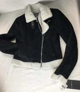 Ultra Flirt New Faux Suede Bomber XS X-Small Black Sherpa Lining NWT Aviator - Picture 1 of 13