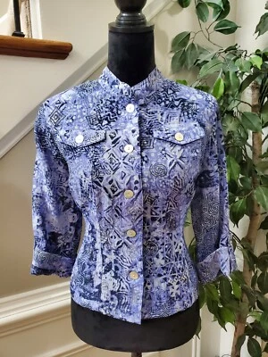 Ruby Rd. Women's Blue Rayon Long Sleeve Buttons Fronts Casual Jacket Size 14P - Image 1 of 4