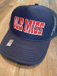 Ole Miss Foam Trucker Hat Blue Authentic Fan Gear NEW - Picture 1 of 4