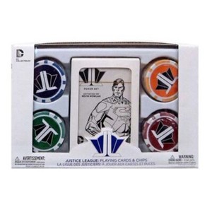 JUSTICE LEAGUE - Playing Cards & Starter Poker Chip Set (DC Comics) #NEW