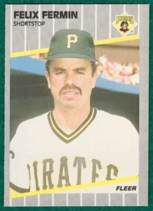 Felix Fermin - 1989 Fleer #208 - Pittsburgh Pirates Baseball Card - Picture 1 of 2