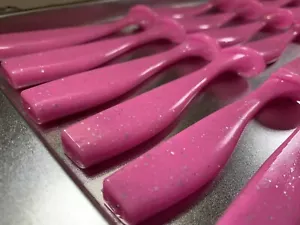 25ct 4 Inch soft plastic lure Bubblegum pink silver flash Paddle Tail swimbait - Picture 1 of 5