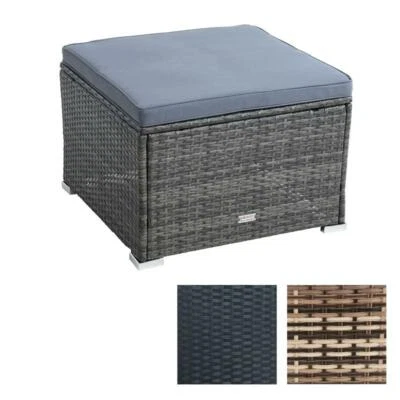 Polyrattan Hocker Gartenhocker XXL Gartenstuhl Rattan Gartenmöbel Sitzhocker - Bild 1 von 4