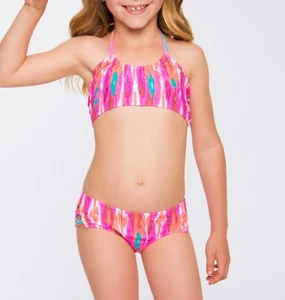 Cleobella Turquoise Pink Bikini 2-Pc.Set Swimwear Girls Small (6/6X) - Picture 1 of 3