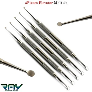 5 Pieces Dental Molt #4 Elevator Periosteal Bone Curette Surgical Instruments - Picture 1 of 3
