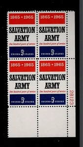 US Scott #1267, Plate Block #28123 1965 Salvation Army 5c FVF MNH Lower Right - Picture 1 of 1