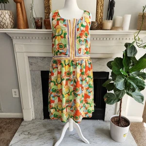 Eshakti grün orange Midikleid Grafikband gestreift Dopamin Retro Boho Gr. 2X - Bild 1 von 10