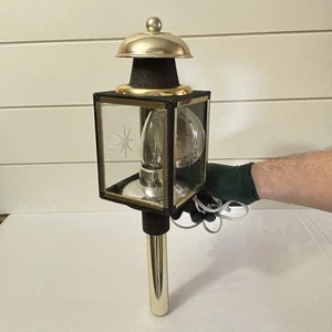 Vintage Carriage Style Wall Sconce Brass & Black Lantern Light – Needs Rewiring - Picture 1 of 16