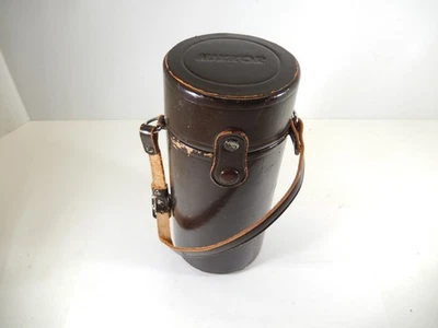 ВИНТАЖНЫЙ NIKON NIKKOR КОРИЧНЕВОЙ КОЖИ 8 «ВЫСОКИЙ 3 1/2» ДИАМЕТР ПОДКЛАДКА ЖЕСТКИЙ ОБЪЕКТИВ ЧЕХОЛ - Изображение 1 из 4