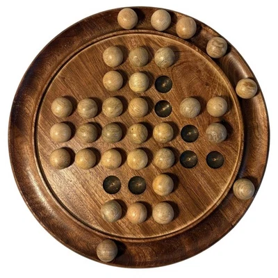30cm Diameter 𝗪𝗢𝗢𝗗𝗘𝗡 𝗦𝗢𝗟𝗜𝗧𝗔𝗜𝗥𝗘 𝗚𝗔𝗠𝗘 Solid Wooden Marbles - Image 1 of 4