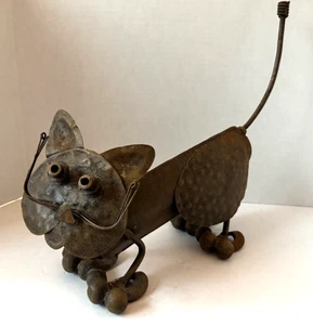 Brutalista Chatarra Gato Escultura Steampunk Arte Popular Tamaño Natural 14 x 12 ÚNICA EN SU CLASE - Imagen 1 de 14