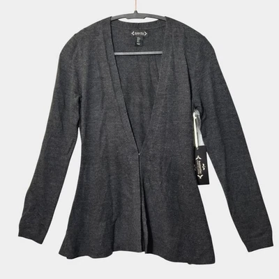 Cárdigan suéter gris Nanette Lepore para mujer de lana merino frente abierto S nuevo con etiquetas Foto 1 de 4