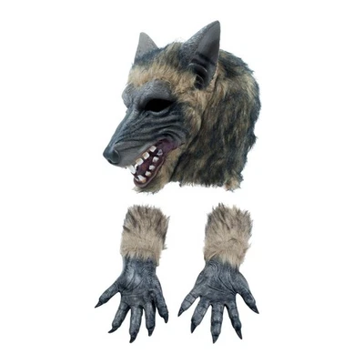 Adult Wolf Mask Hands Men Ladies Animal Werewolf Fancy Dress Halloween Accessory - Image 1 of 4