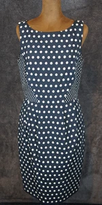 Carmen Marc Valvo Navy Polka Dot Dress Size 6 - Picture 1 of 8