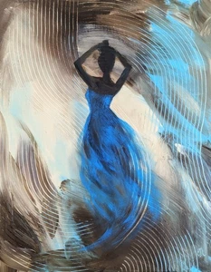 Original Painting. Romantic Woman in Dress. Hand-Painted Acrylic On Canvas 14x11 - Picture 1 of 3