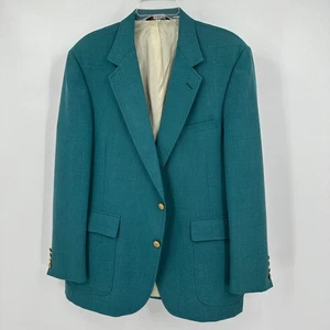 Hardwick Clothes Mens Vintage Teal Blazer Size 44R Polyester Old Money Classic - Picture 1 of 10