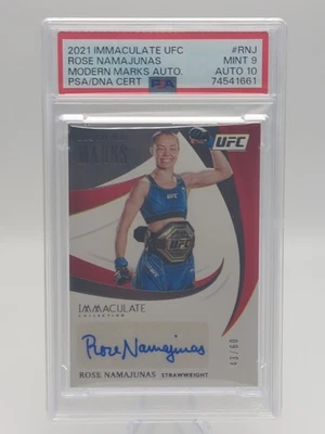2021 Immaculate UFC Rose Namajunas Modern Marks PSA/DNA CERT #RNJ PSA  9 Auto 10 - Image 1 of 4