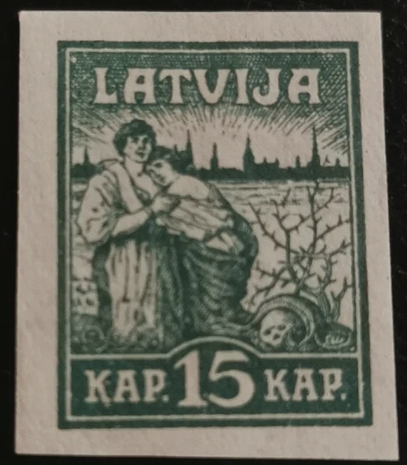 Letonia: 1919 igual - impreso en papel pelure fino y sin vat. (Sello coleccionable). Foto 1 de 1