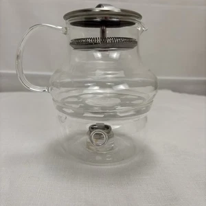 YAMA Hand Blown Borosilicate Glass Sitka Teapot 12oz W/Stainless Lid  & Warmer - Picture 1 of 13