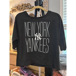 Concepts Sport New York Yankees Womens Cropped T Shirt Charcoal Gray Size L - Picture 1 of 4