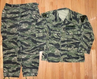 原装美国陆军 OPFOR 老虎条纹衬衫和裤子套装,1990 年代-合同,Lg — 第 1/4 张图片