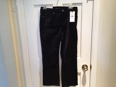 7 For All Mankind Cropped Boot Cut Black Velvet Feel Pants NWT - Image 1 of 4