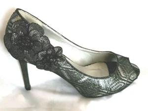 Ruby Shoo "Donna" Metallic Grey Ladies Peeptoe Platform  Shoes UK 8 EU 41 - Picture 1 of 13