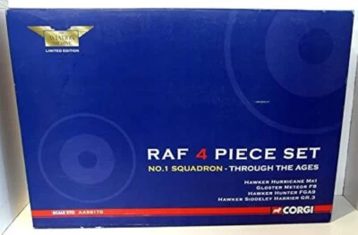 CORGI AVIATION set:AA99170,  Hunter Mk1, Hunter FGA9,  Harrier GR.3,  Meteor F8. - Immagine 1 di 2