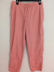 Talbots 8 pants pink roll tab leg pull on elastic waist back drawstring ankle - Picture 1 of 6