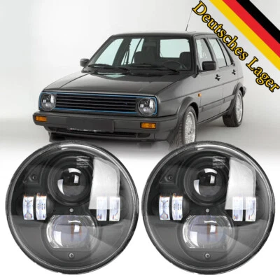 für VW Golf I II MK2 Paar 7 Zoll E9 LED Scheinwerfer DRL Hochstrahl Plug&Play - Bild 1 von 4