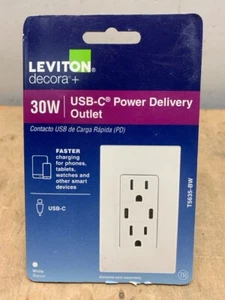 Leviton Decora+ Prise USB 30W Type-C avec alimentation (PD) - Blanc (E10040330) - Photo 1 sur 2