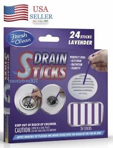 24 PK Fresh-n-Clean LAVENDER Sink Drain Sticks Kitchen/Bath Deodorizer Stop Odor