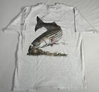 Vintage Fishing T Shirt Pocket Saltwater Sportsman Adult Large White Mens