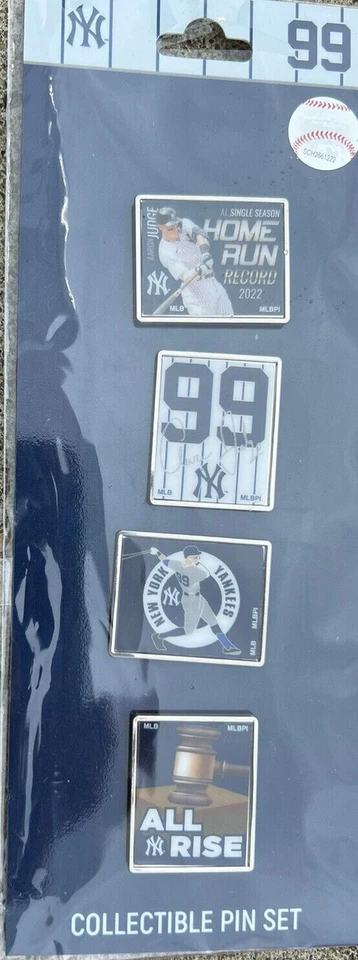 NY YANKEES AARON JUDGE 4 PIN SET 2022 AL SINGLE SEASON HOME RECORD - Image 1 of 1