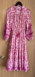Taj Sabrina Crippa | Size XS | Pink Floral Long Sleeve Maxi Dress | Embroidered - Picture 1 of 13