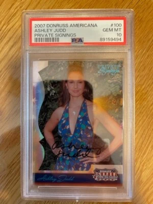 2007 DONRUSS AMERICANA PRIVATE SIGNINGS ASHLEY JUDD AUTO CARD- (#44/50) - PSA 10 - Image 1 of 2