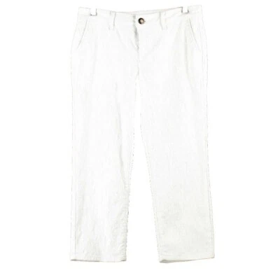 Simply Vera Sz 6 x 22 White Textured Slash Pkt Cotton Blend Crop Capri Pant - Image 1 of 4